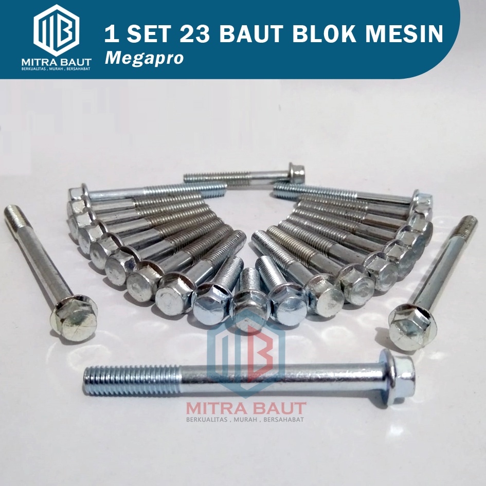 Baut Blok Mesin Honda Megapro / 1 Set 23Pcs Baud Blok Mesin Megapro