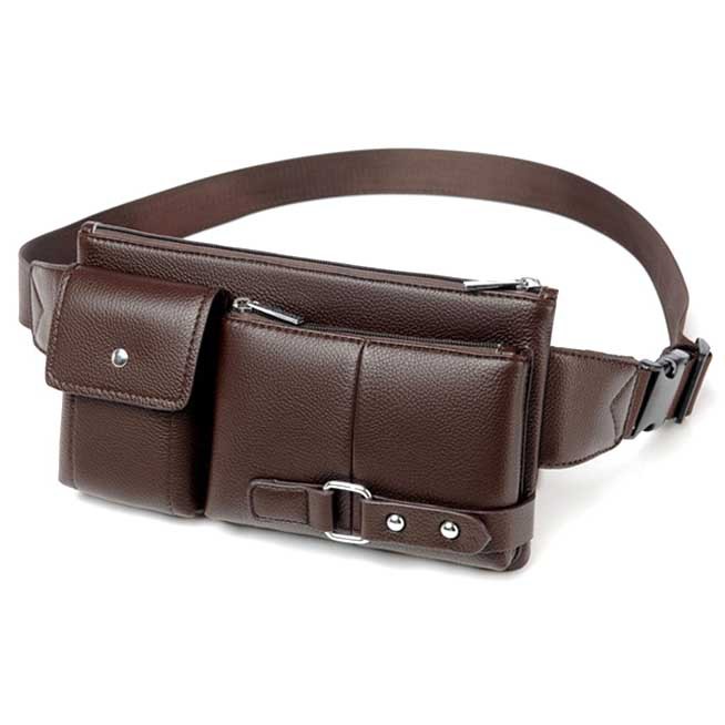 Rhodey Tas Pinggang Pria Waistbag Bahan Kulit - Brown