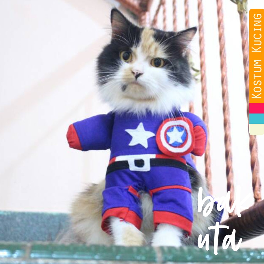 Kostum kapten amerika untuk kucing dan anjing size S M L XL