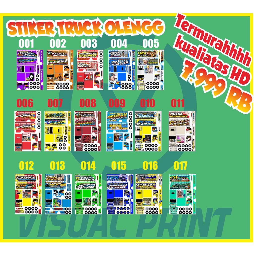 

STIKER MINIATUR TRUCK OLENG TERMURAHHH UK 30CM