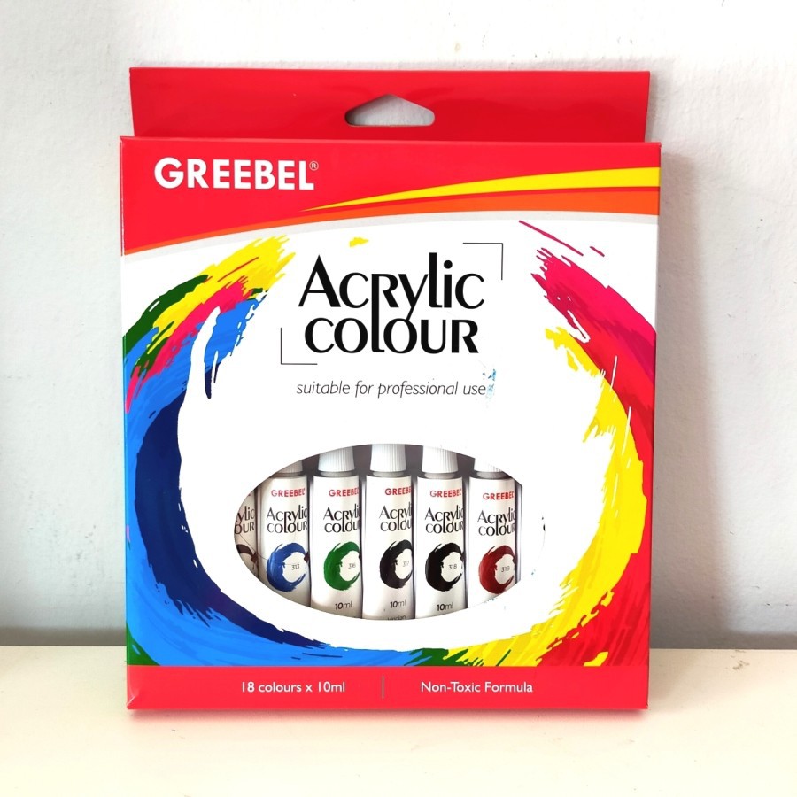 GREEBEL Acrylic Colour 18 x 10 ml Cat Akrilik Art Craft Drawing Painting