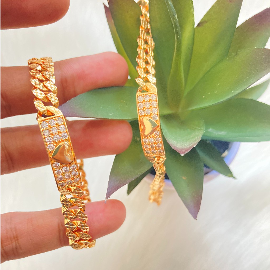 Gelang Rantai Titanium Wanita Anti Karat Xuping Lapis Emas Perhiasan Fashion Wanita Berlapis Emas KTA22-PERMATA LOVE