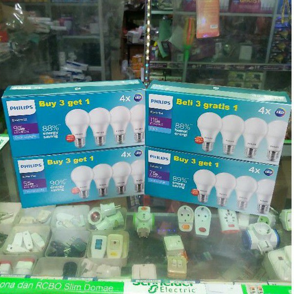 Lampu Philips Paketan Led Essential 5w, 7w, 9w, 11w ( 4 Pcs ).