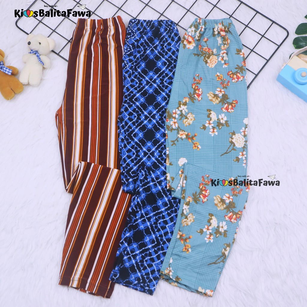 Legging Carlissa uk 8-10 Tahun / Celana Anak Panjang Perempuan Leging Salur Tanggung Murah Adem