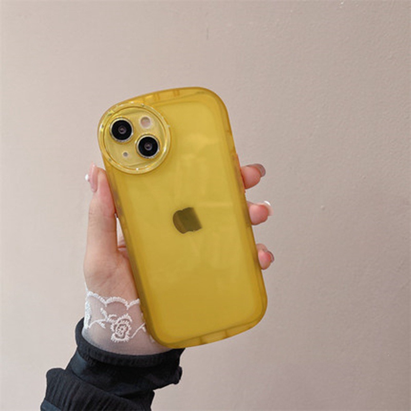 Lemon Kuning Permen Warna Airbag Seri Sederhana Soft Case IPhone 6S 7 8 Plus XR XS Max 11 Pro Wanita Bumper Cover Girl