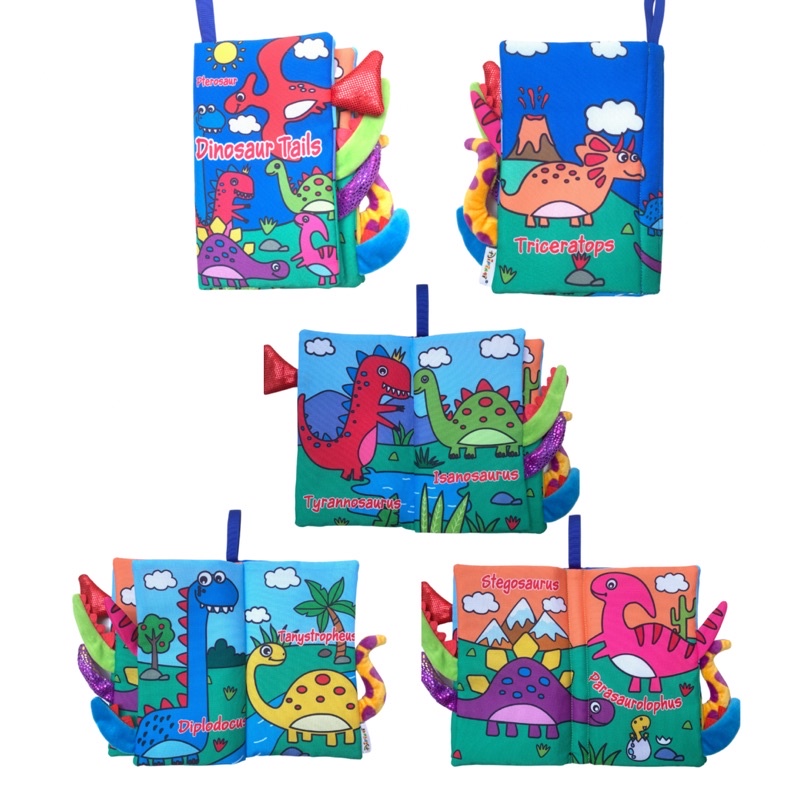 TAILS CARTOON SOFT BOOK | Soft book buku bantal anak bayi | buku kain bayi | buku edukasi bayi-Dino