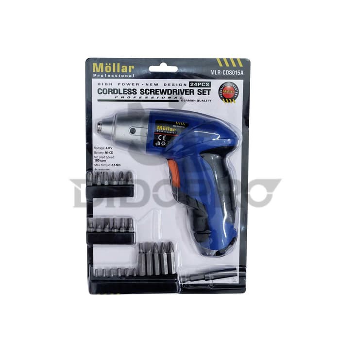 MOLLAR CDS014 Mesin Bor Obeng Baterai Cordless Screwdriver Set 4.8V