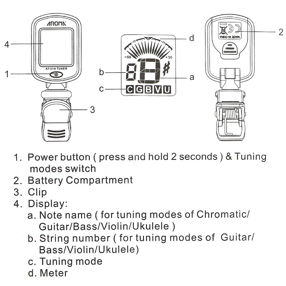 Tuner Klip on Kecil Dua Warna Untuk Gitar Bass Chromatic