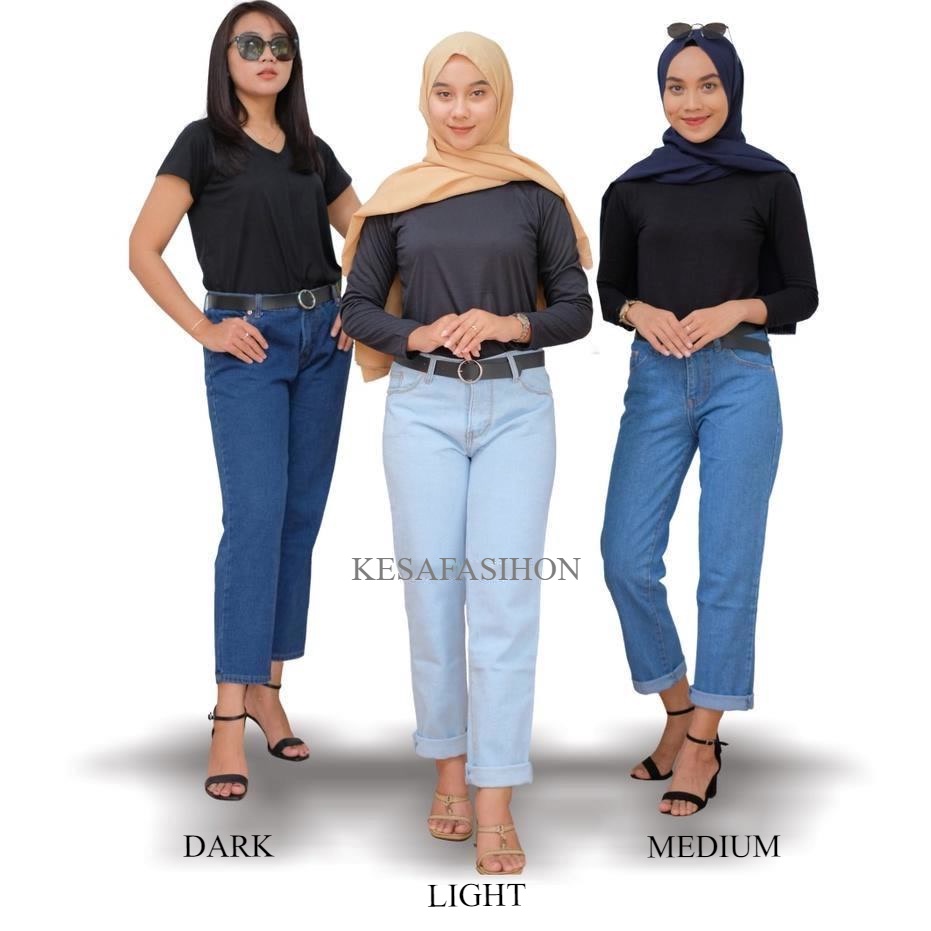 PREMIUM JEANS PLAIN BOYFRIEND // CELANA JEANS WANITA BOYFRIENDS