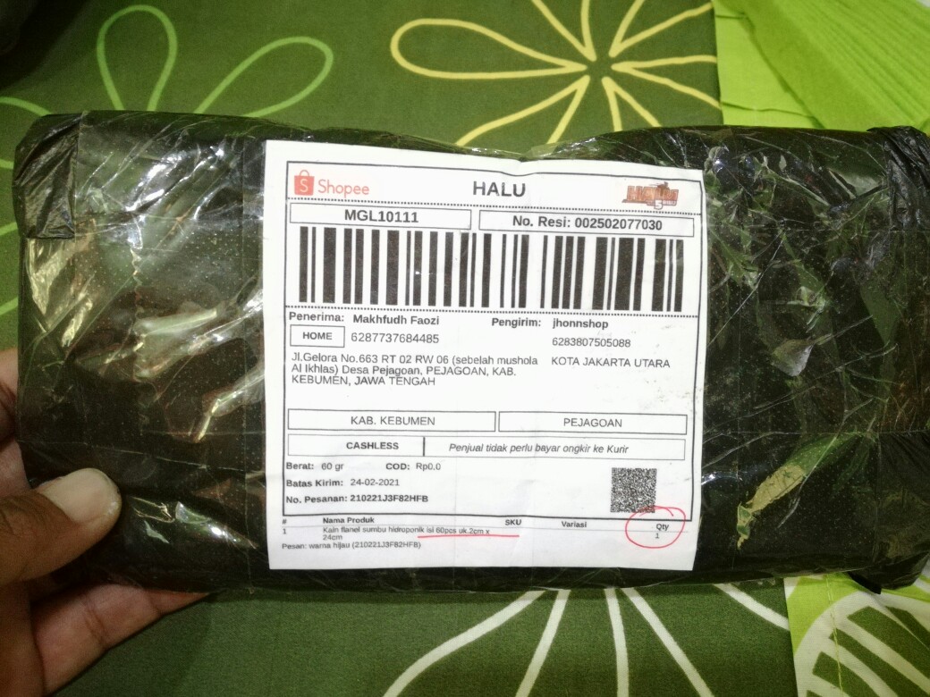 Kain Flanel Sumbu Hidroponik Isi 60pcs Uk.2cm X 24cm