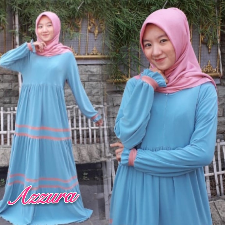 Azzura Bisa COD Gamis Jersey Korea Jumbo Polos Rizqah Collection Baju Gamis Ibu Hamil Baju Gamis Ibu