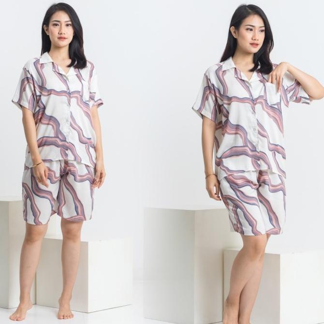 Piyama Baju Tidur Wanita Setelan Kaos Celana Pendek Rayon Busui Jumbo