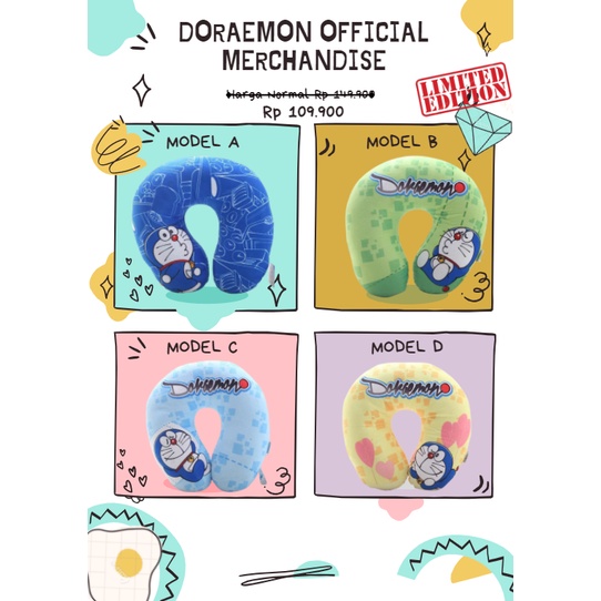 PROMO Doraemon Bantal Leher Traveling Anak Pria Wanita Original Murah Jalan Liburan Healing