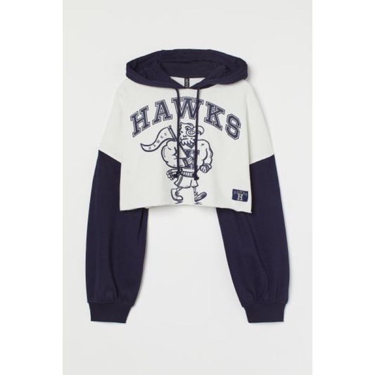 [SALE] H&M crop top hoodie hawks BEST SELLER size M jastip hm hnm murah