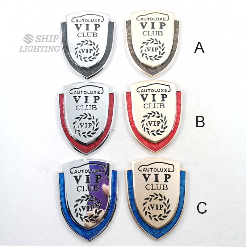 1pc Stiker Logo VIP CLUB Metal Multi Warna Untuk Dekorasi Bodi Belakang Mobil