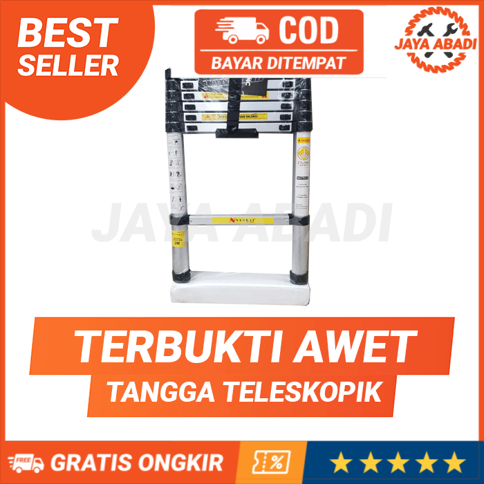 Tangga Teleskopik 4.4 m Single Nankai / Tangga Lipat Aluminium Panjang Pendek