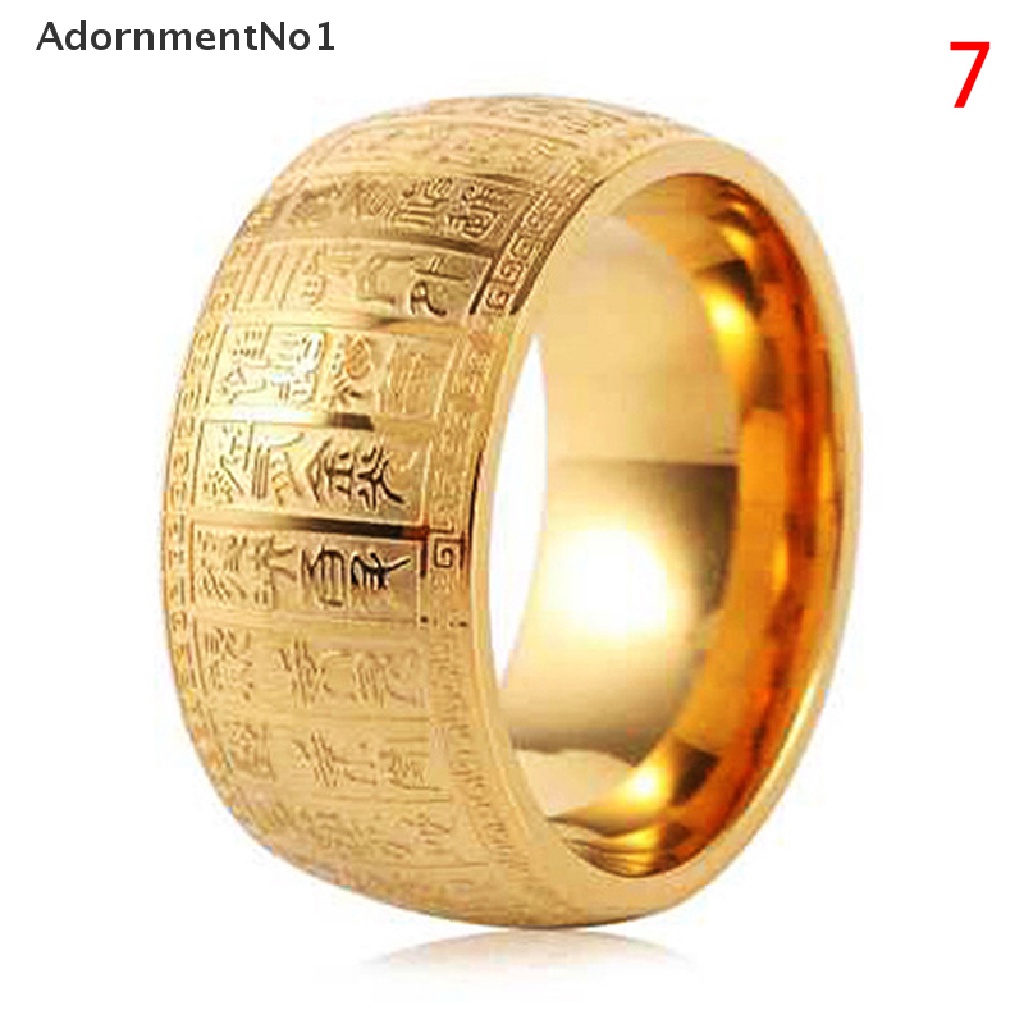 (AdornmentNo1) Cincin Titanium steel Lebar 11mm Motif Mantra Cina Untuk Pria