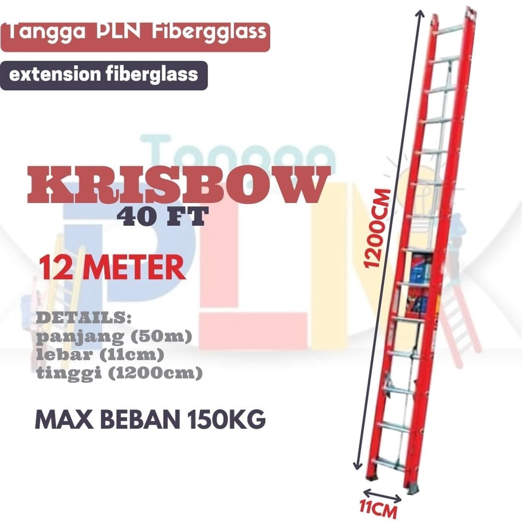 Tangga PLN Extension Fiberglass Krisbow 40FT | 12 Meter | Sliding Sorong