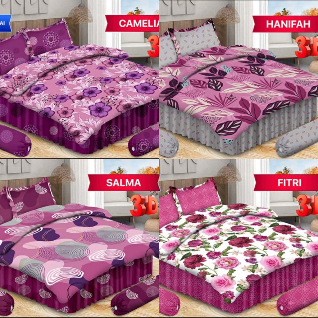 Set Bedcover Sprei Rumbai Bonita Orignal new Edition180x200 Ada  Bantal Hati(Camelia,Hanifah,Salma,F