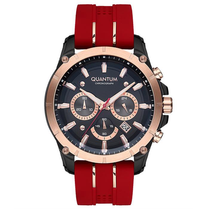 JAM TANGAN PRIA QUANTUM PWG674.858 ROSEGOLD RED RUBBER CHRONO ORIGINAL
