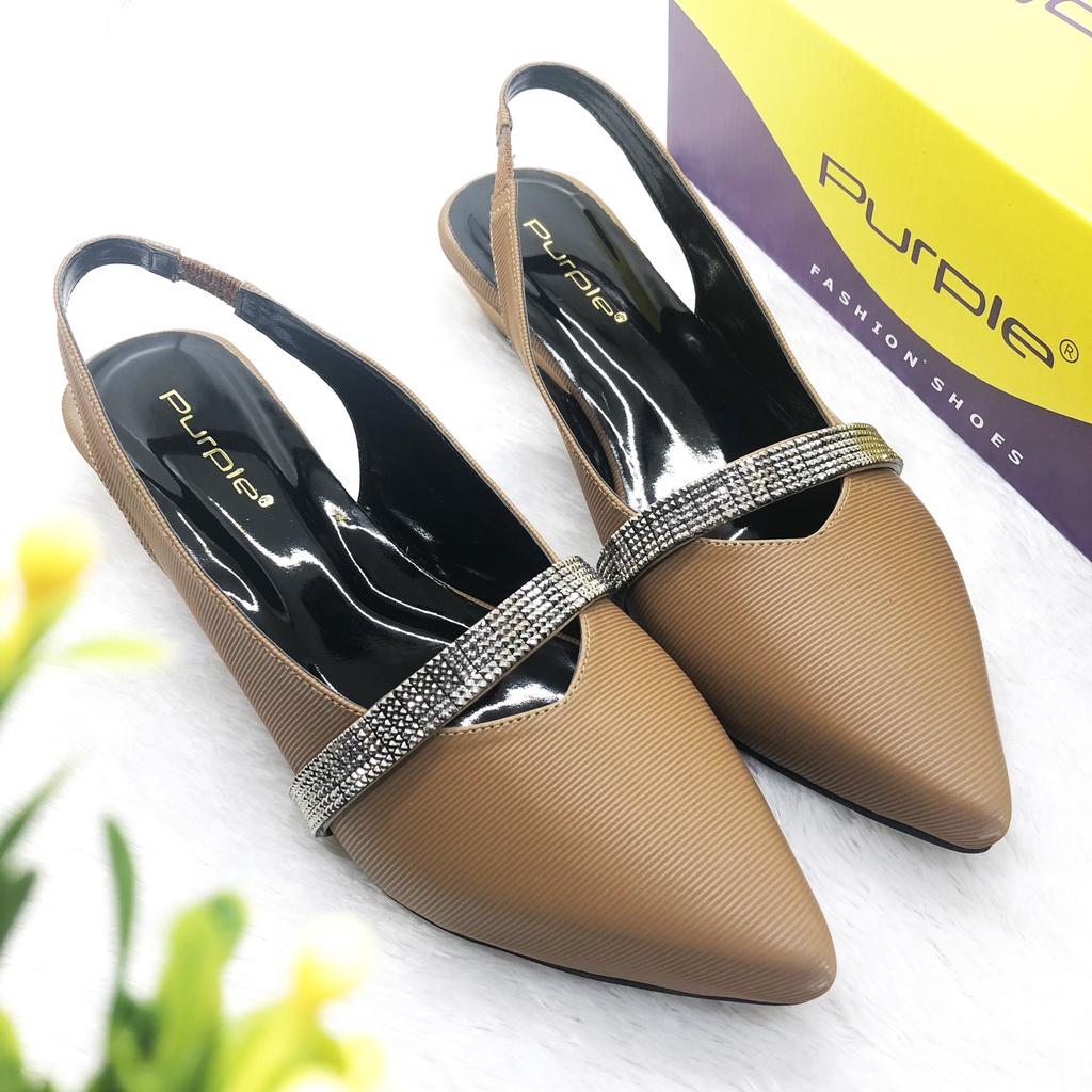 sepatu flat wanita branded murah tinggi 4 cm terbaru slingback merk purple