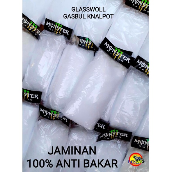 GLASSWOOLL GASPUL GASBUL GASPOL KNALPOT RACING SERAT PUTIH ANTI BAKAR