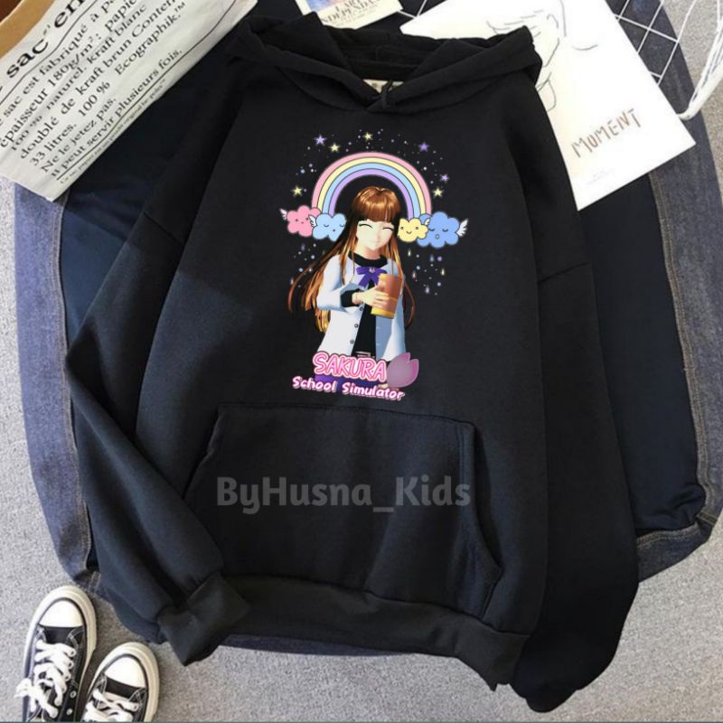 Jaket Hoodie Anak Motif Gaming Sakura Sakura School Simulator