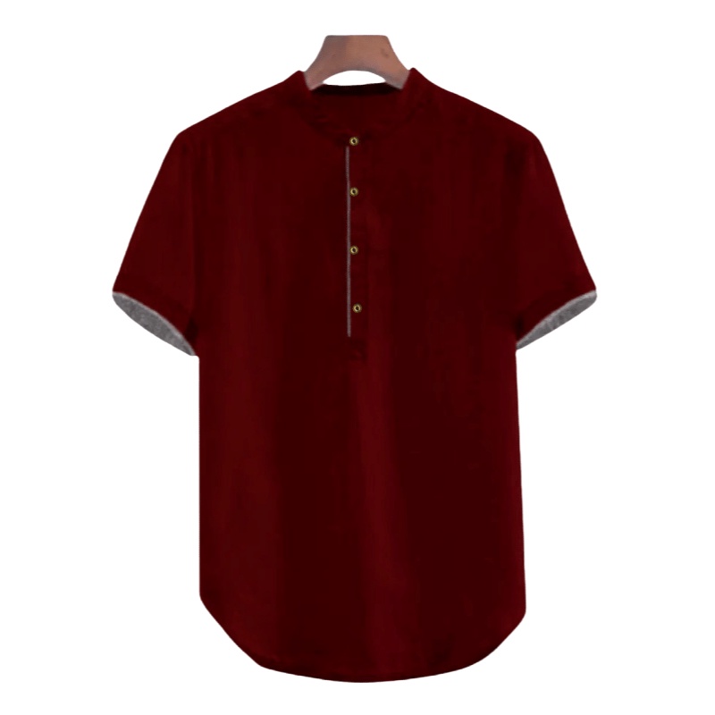 Baju Koko Kurta Dewasa Lengan Pendek Material Catton Adem Serap Keringat-Marun CSL