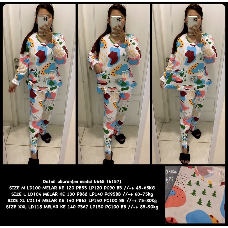 BAJU TIDUR LENGAN PANJANG LEISURE VOGUE DLL KOREA IMPORT CINA WANITA KADO PP PIYAMA REMAJA DEWASA-PPO-008 CEMARA /XL