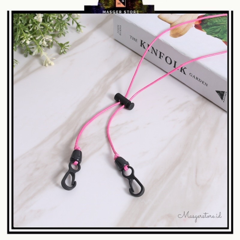 Kalung Masker Hijab 2in1 Strap Masker Elastis Stretchy Tali masker Kalung Strap Mask Hijab Strap Mask Premium-Fullpink Stopper
