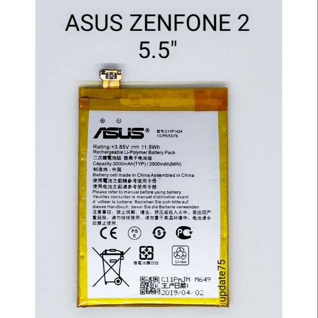 Baterai original Asus Zenfone 2  5.5&quot; ZE550ML ZE551ML Z00AD X007D ZB552KL Z008D baterai C11P1424