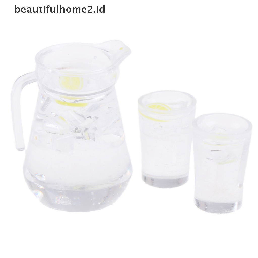 [beautifulhome2.id] 3pc/set Dollhouse Miniature food lemon Juice Jug cup for Dollhouse Furniture ID