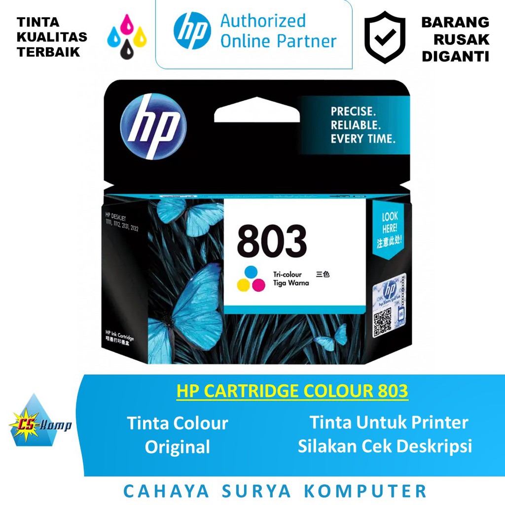 HP CARTRIDGE COLOUR 803 UNTUK PRINTER HP DeskJet 1110, 1115, 2130, 2135, 3630