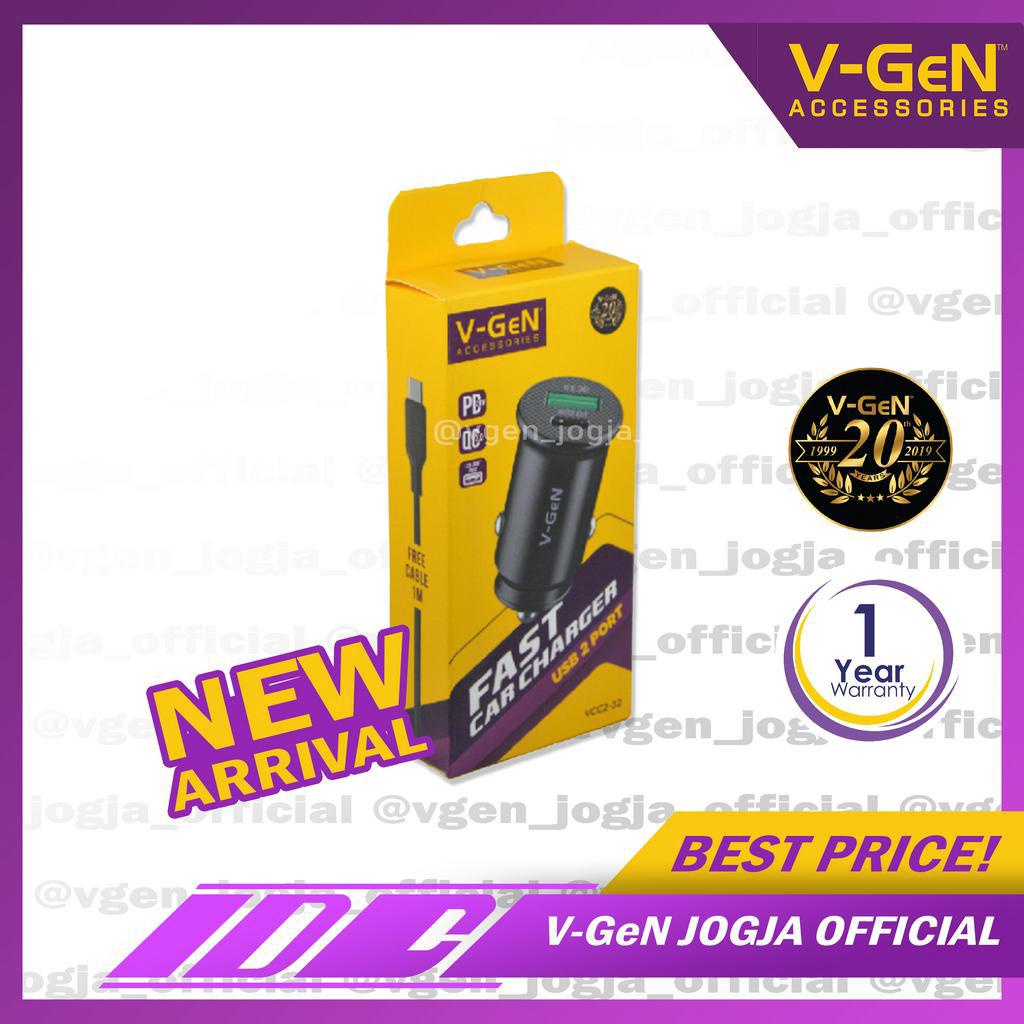 Car Charger V-GeN VCC2-32 QC3.0 PD 20W Type C Port LED Charger Mobil