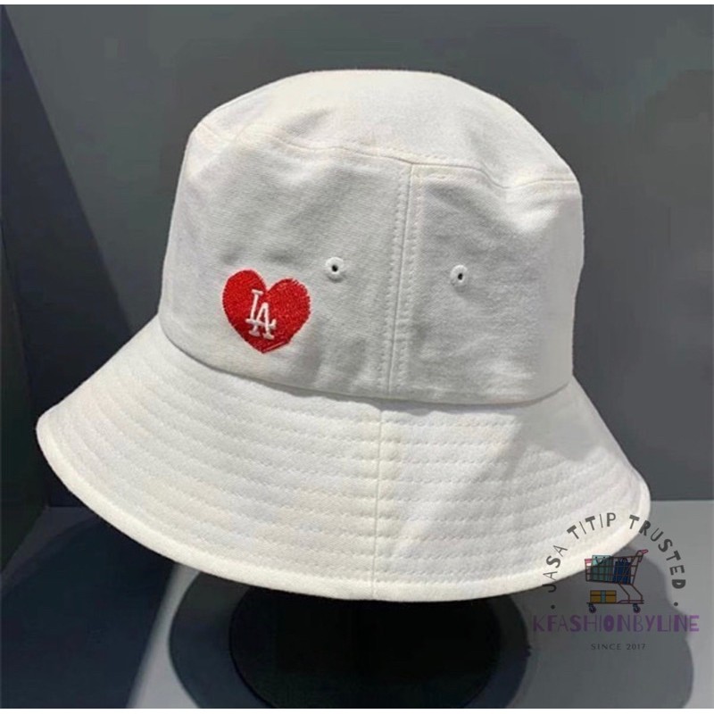 MLB Heart Side Logo Overfit Bucket Hat LA Dodgers - Ivory