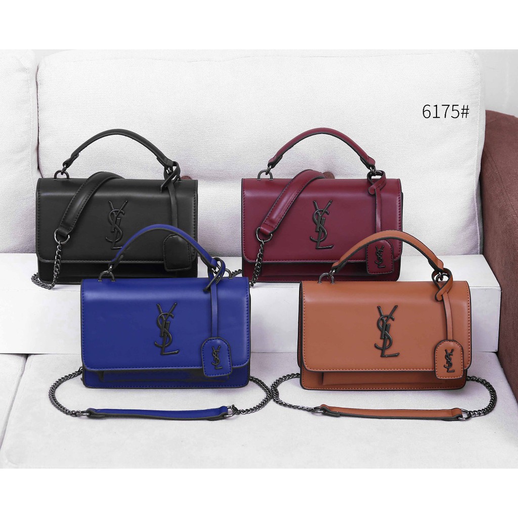 6175 (HB) Top Handle Bag Sunset Chain Wallet Leather YSL