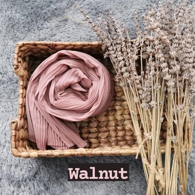 Pashmina Plisket Ceruty Baby Doll Pleated Shawl Full Lidi Hijab Ukuran 180 x 75 Jilbab Instant-HJ PLISKET WALNUT