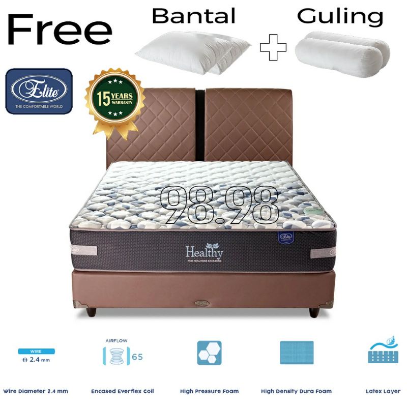 Elite Springbed Healthy - Fullset Divan ORI 180x200 Pedic - Medan