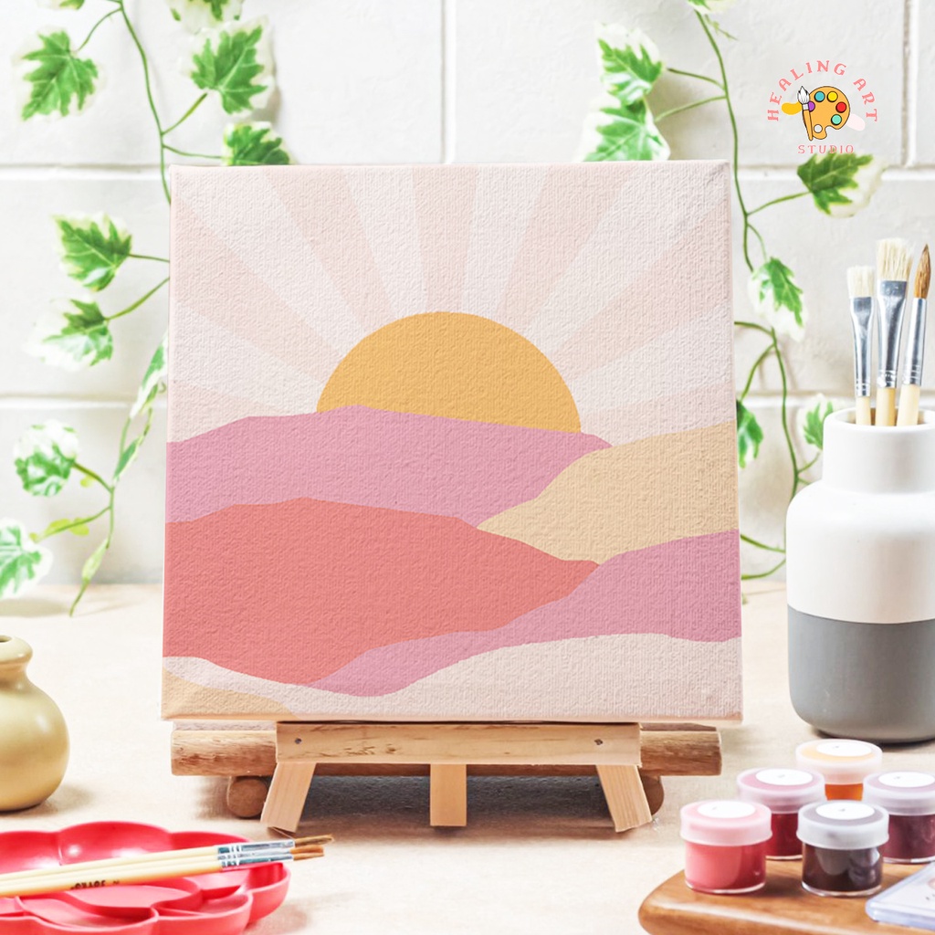 

Paint by number lukisan sunrise canvas 20x20 cm / painting kit / set melukis