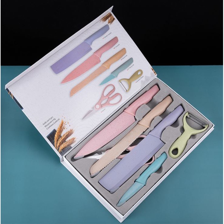 NA - kitchen knife set 6in1 - pisau set 6in1 - knife set stainless
