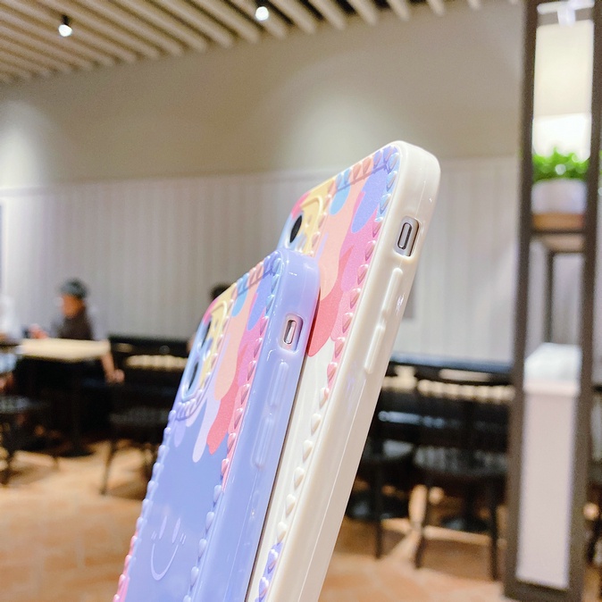 Watercolor Smiley Straight Edge Soft Casing iPhone 13 12 11 Pro Max Xs X XR 6 6S 7 8 Plus SE 2020 6P 7P 8P 6+ 6s+ 7+ 8+ Xsmax 12Mini Glossy Phone Case Full Back Cover-4