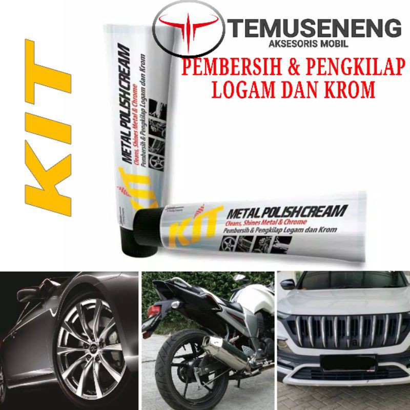 Kit Metal Polish Cream 50Gr Pembersih Pengkilap Logam Krom Stainless Steel Grill Knalpot Mobil Motor