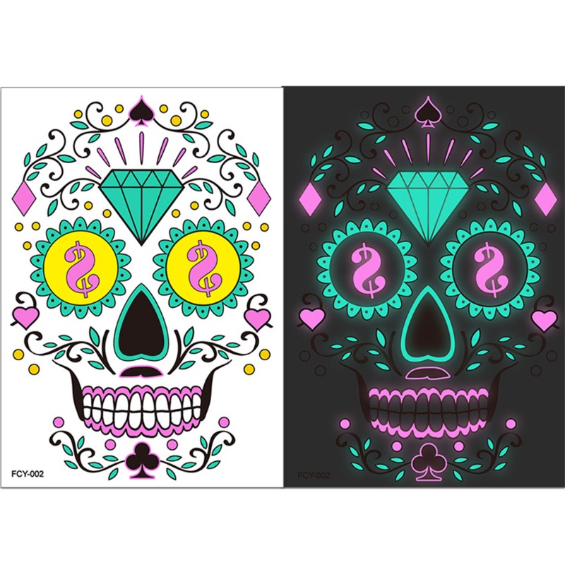 Zzz Stiker Tattoo Temporer Motif Badut / Tengkorak / Halloween Luminous Untuk Anak