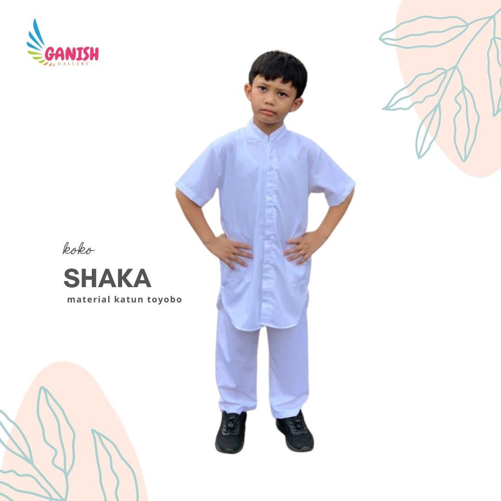 Baju Koko Anak Laki Muslim Warna Putih Kemko Kemeja Busana Setelan Manasik Haji Seragam sekolah Puti