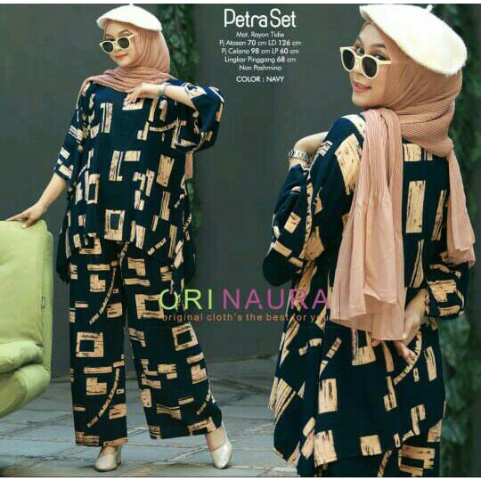 Baju Wanita One set Petra Batwing Baju Tidur Waka Waka Jumbo Setelan Celana Kulot Big Size Fashion Batik Wanita Terbaru