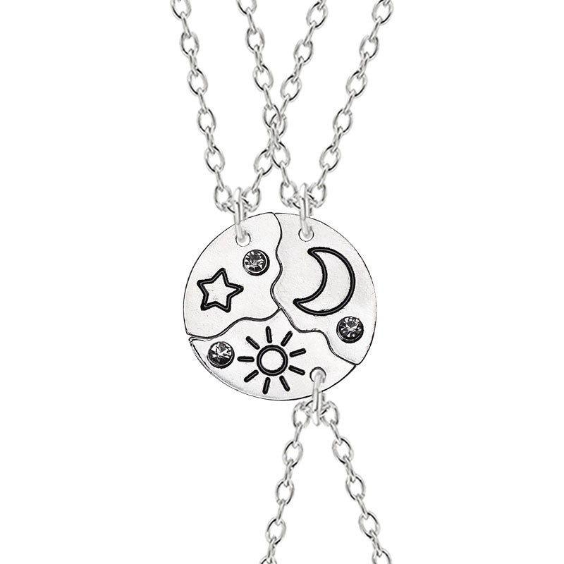 New Round Sun Star Moon Pendant Necklace 3 Pieces Fashion Best Friend Forever Friendship BFF Men And Women Necklaces 2020|Pendant Necklaces