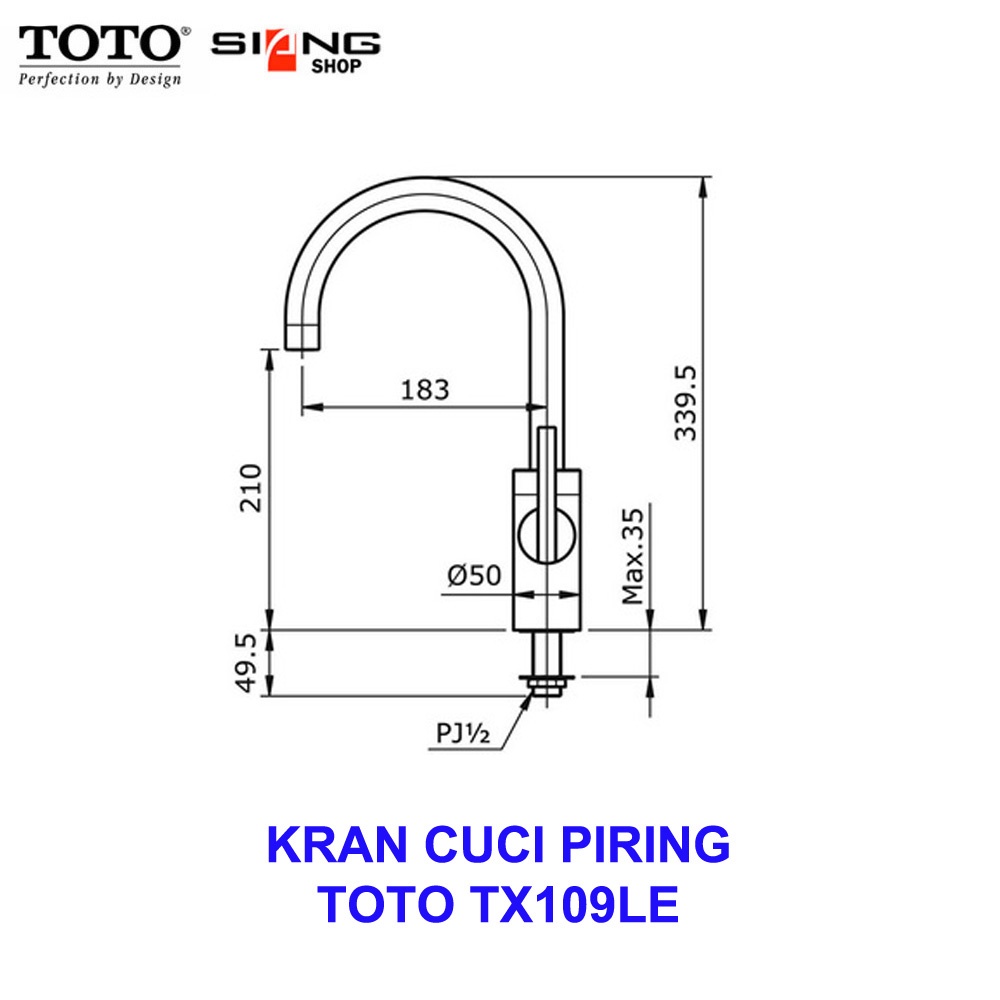 Kran Cuci Piring TOTO TX109LE Keran Air Wastafel Angsa Dapur Sink