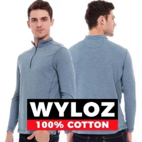 Kaos Polos Lengan Panjang Zipper Pria Cotton Original