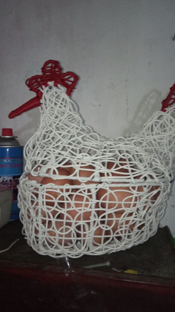 Keranjang Tempat Telur Bentuk Ayam Rotan Sintetis