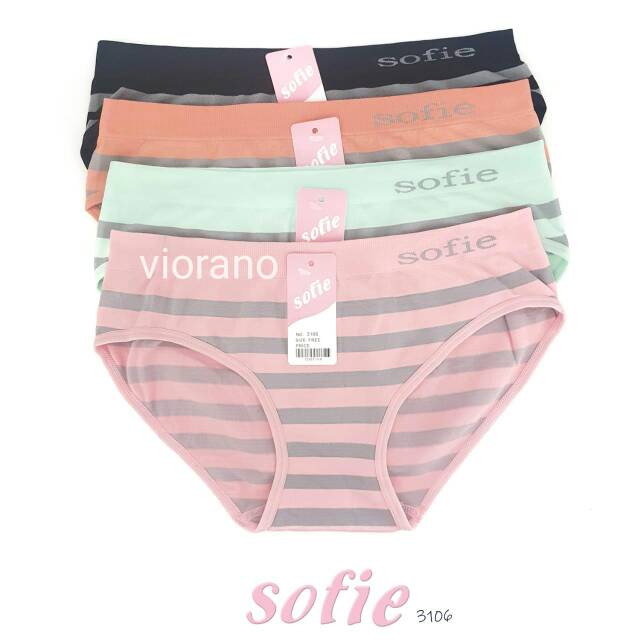 Celana Dalam Wanita Sofie 3106 Rajut Salur Cd Cewek Jumbo Rajut Sofie Strech Melar Motif Garis